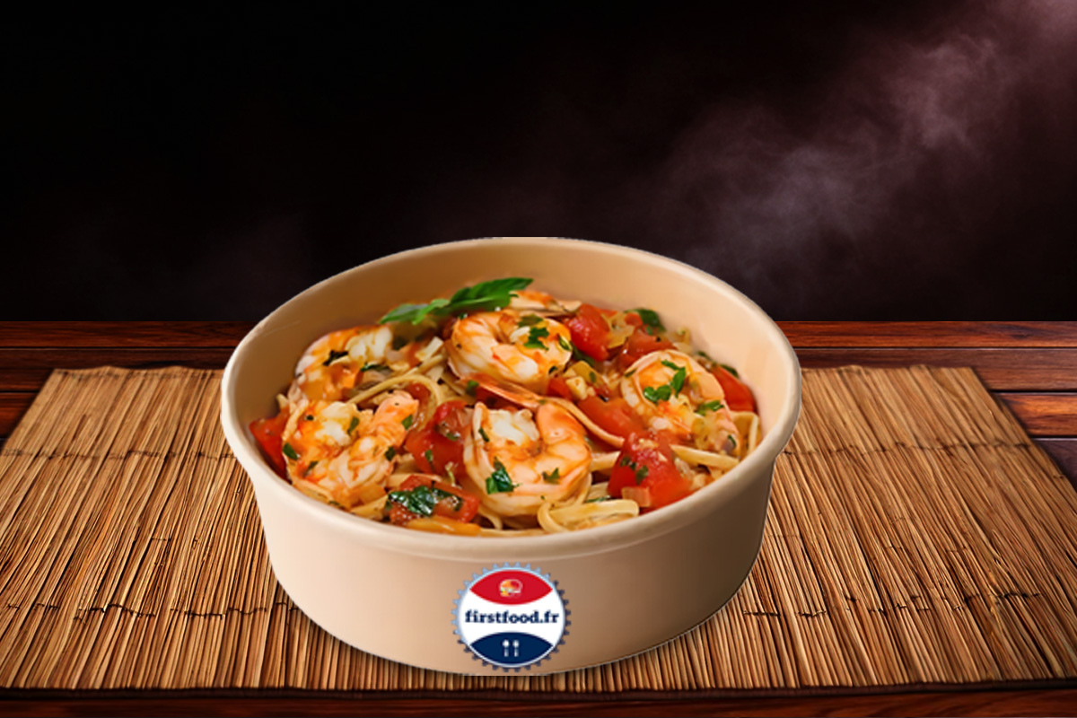 Pâtes à la sauce ail et crevettes